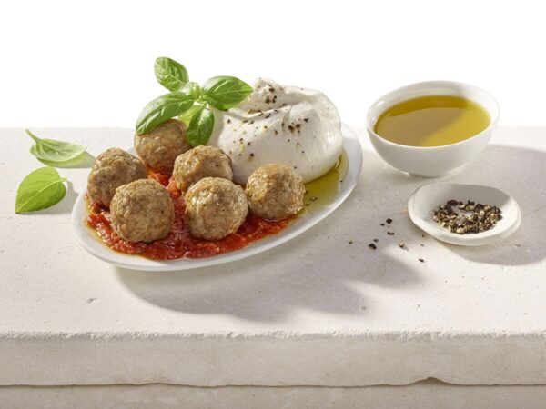 Italian Style Meatballs with Burrata Cheese